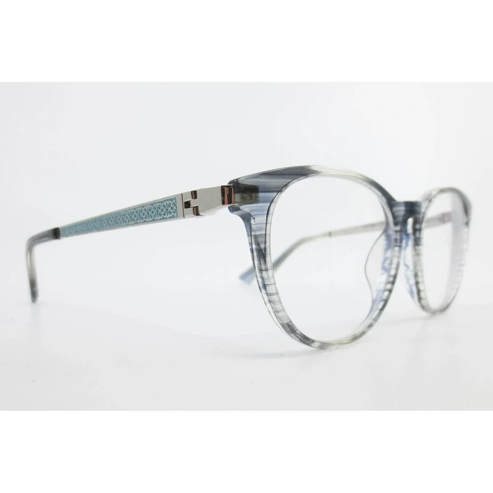 Nicole Miller New York Ella C01 Grey Stripe Eyeglasses Round Frames 48-15-125